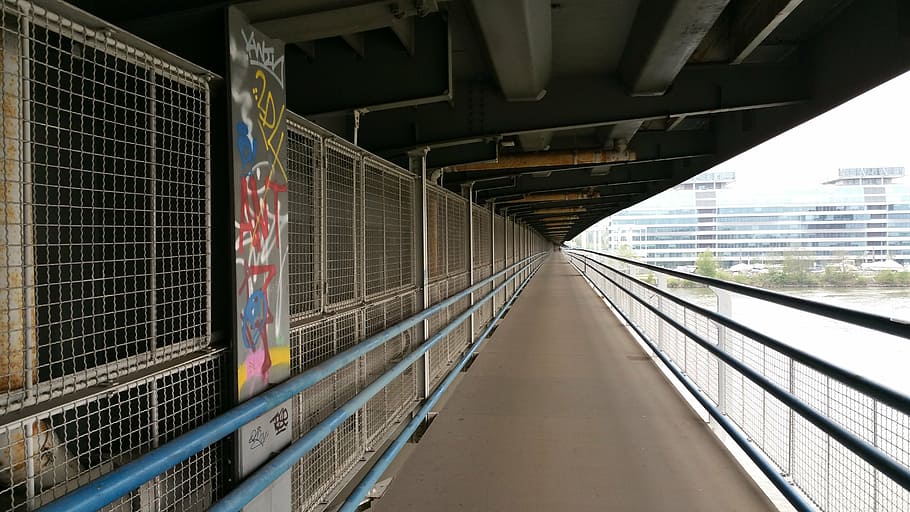 away, bridge, concrete, graffiti, vienna, danube, walk, transition HD wallpaper