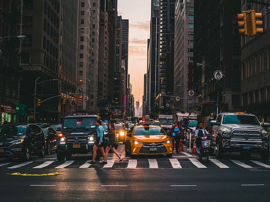 people walking on pedestrian near vehicles, Times Square, New York, HD wallpaper