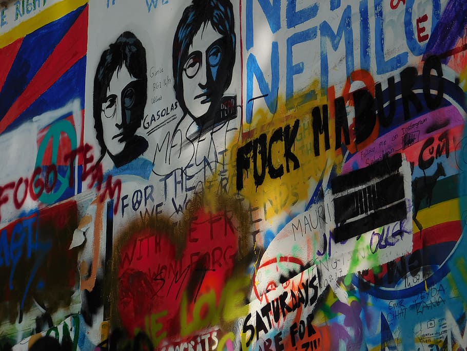 john lennon, wall, graffiti, architecture, prague, spray, street HD wallpaper