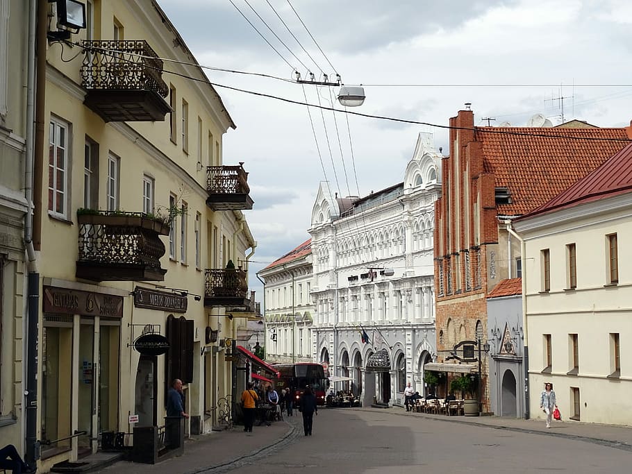 Vilnius, Lithuania, Street, Town, Europe, baltic, city, building, HD wallpaper