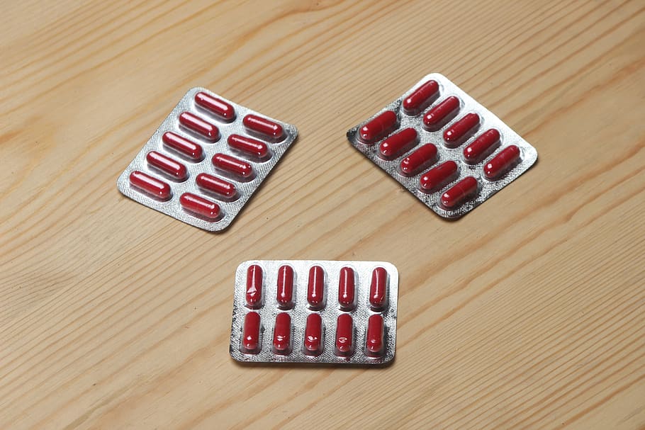 red capsule, blister pack, care, dose, health, sickness, illness, HD wallpaper