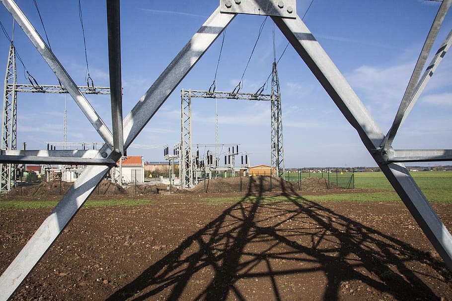 substation, strommast, power supply, power lines, pylon, new HD wallpaper