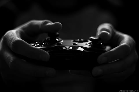Gray Scale Image of Xbox Game Controller, art, black-and-white HD wallpaper