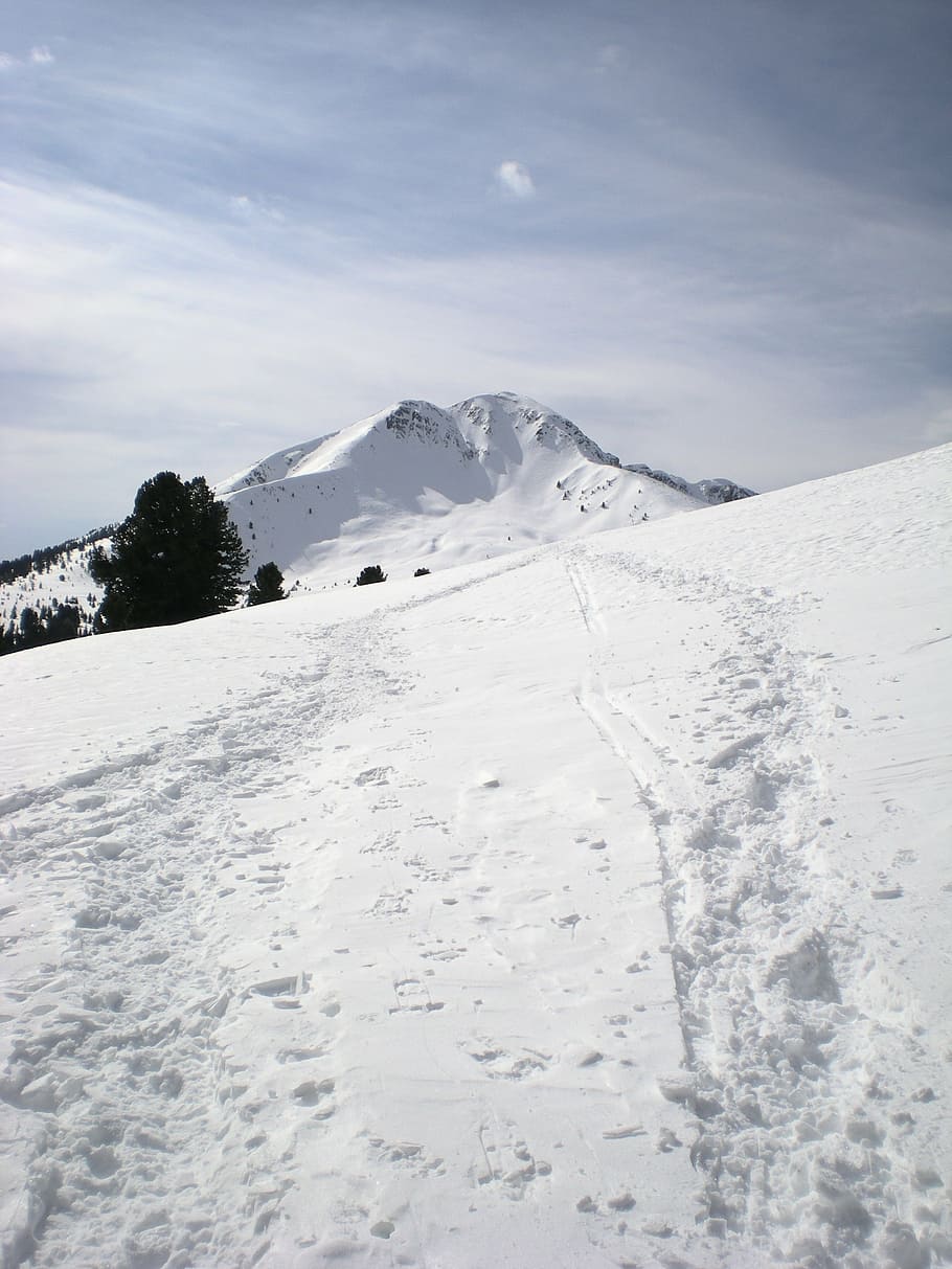 mountain, snow, sky, winter, landscape, cold, snowy, peak, outdoor HD wallpaper