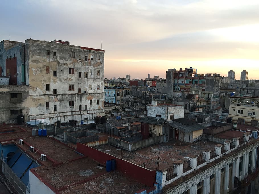 aerial photography of city building, cuba, caribbean, revolution HD wallpaper