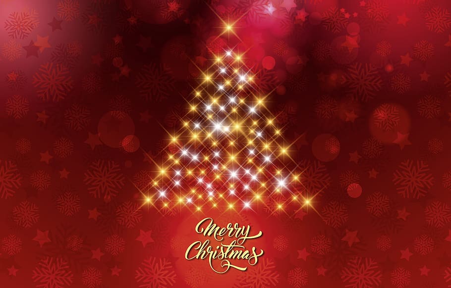 Merry Christmas digital wallpaper, christmas tree, christmas card