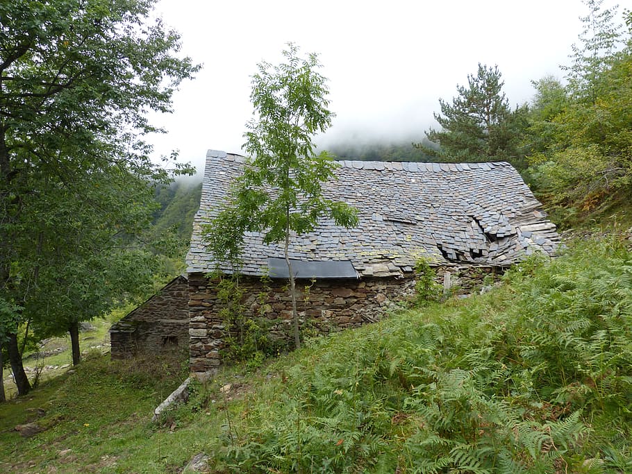 borda, popular architecture, roofing slate, poultry, val d'aran, HD wallpaper