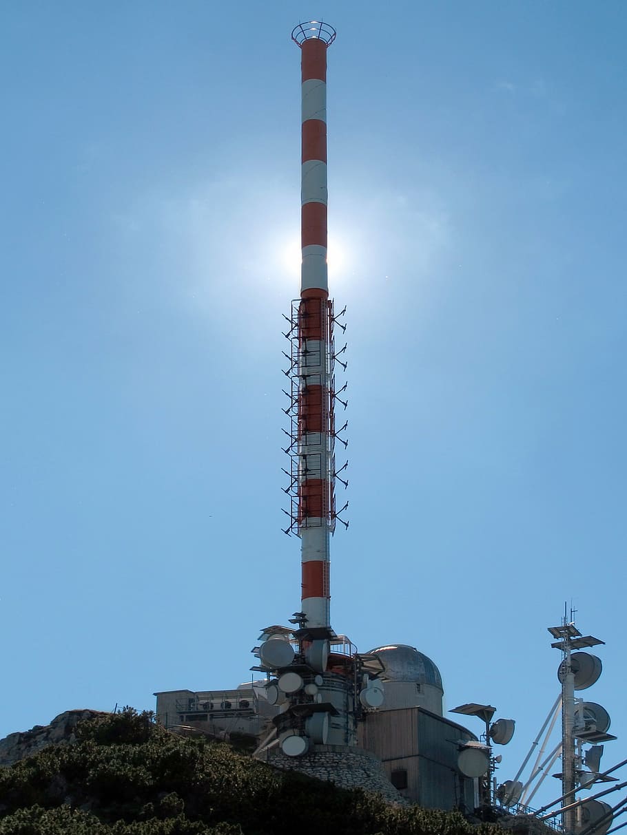 wendelstein, send system, weather station, back light, radio mast HD wallpaper