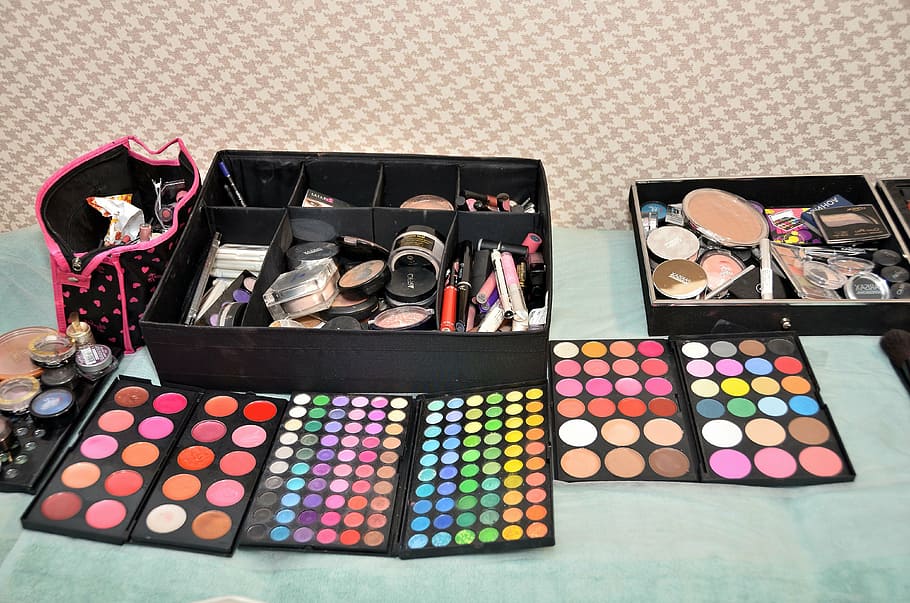 assorted-color makeup palettes, make up, wedding, bride, fashion, HD wallpaper