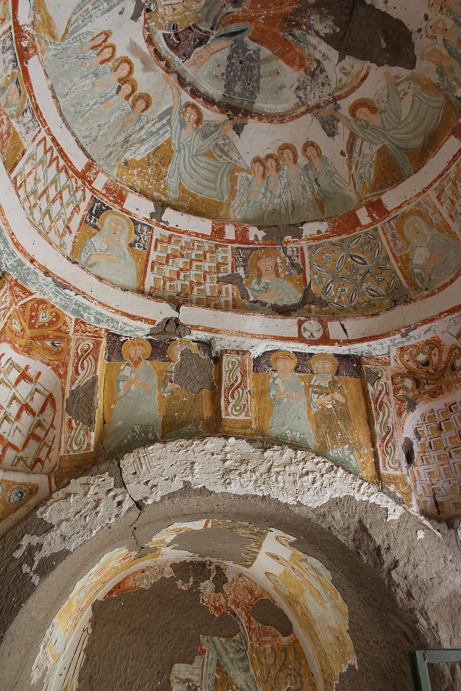 cappadocia, church, ceiling drawings, jesus, architecture, history, HD wallpaper