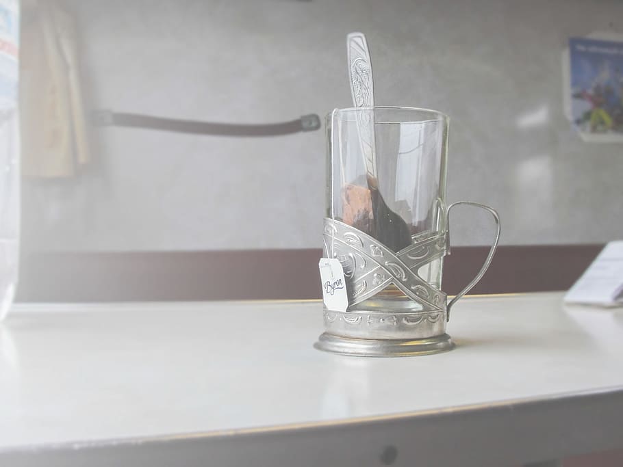glass, spoon, tea, drink, indoor, table, indoors, still life HD wallpaper