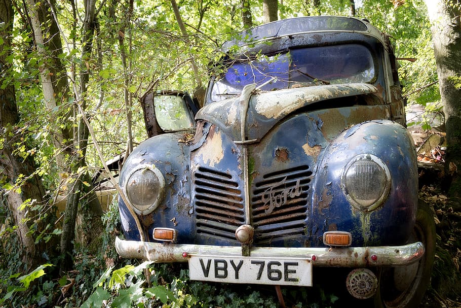 lost place, auto, oldtimer, rusted, weathered, mode of transportation HD wallpaper