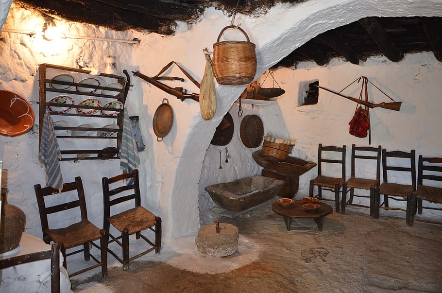 greece, crete, house, seat, architecture, no people, wood - material HD wallpaper