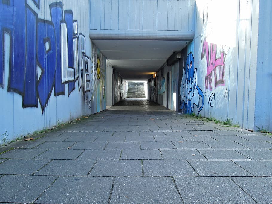 white concrete hallway, underpass, railway underpass, hell HD wallpaper