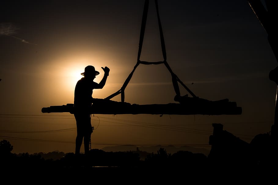 sun, construction, load, works, architecture, horizon, silhouette HD wallpaper