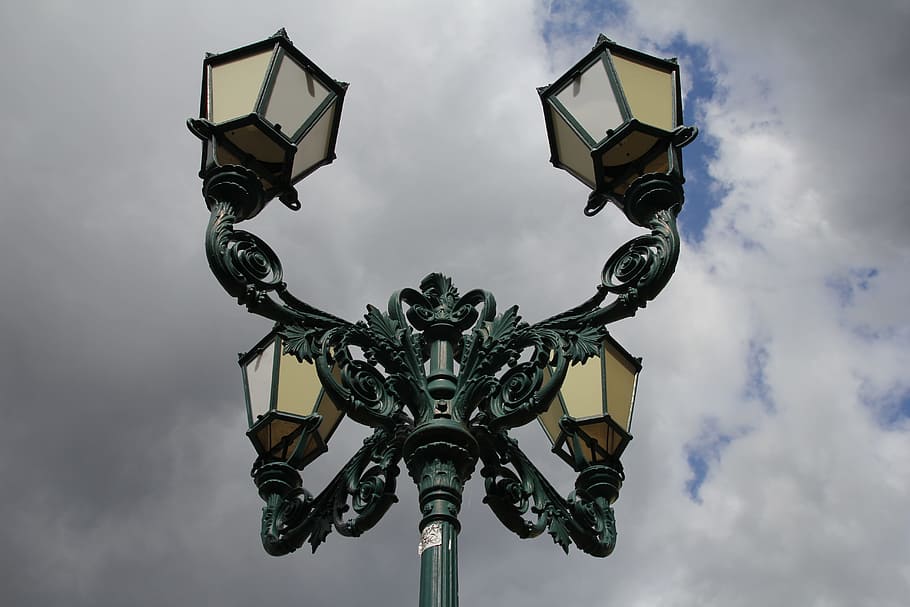 lamp, lantern, illuminated, old, lamppost, cloud - sky, low angle view HD wallpaper