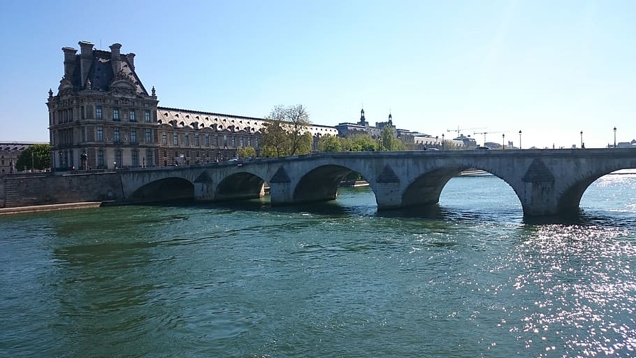 sena, louvre, bridge, paris, built structure, architecture HD wallpaper