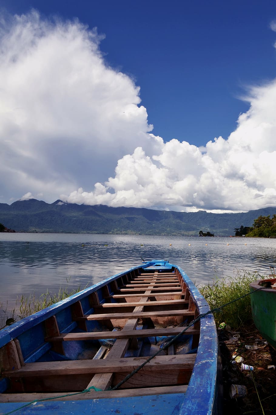 lake, maninjau, west sumatra, water, nautical vessel, cloud - sky, HD wallpaper