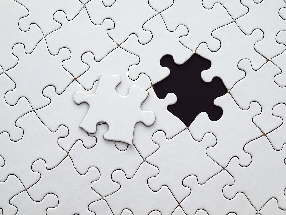 white jigsaw puzzle, match, fit, missing, hole, blank, play, task, HD wallpaper