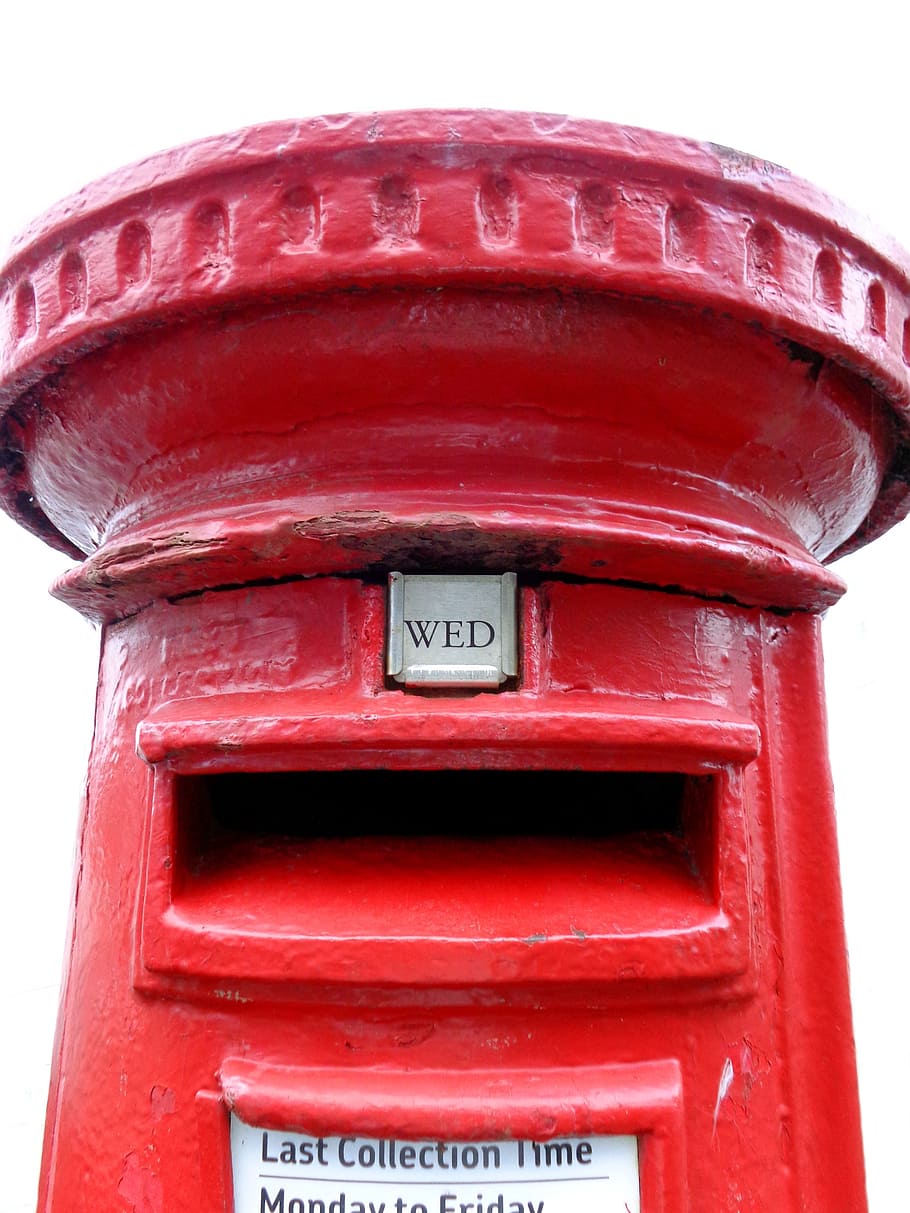 red, post box, postal, service, communications, letters, letter box