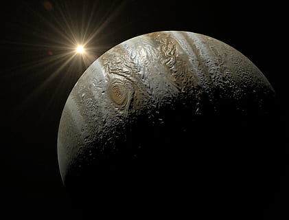 gray planet near sun, jupiter, sky, space, universe, science HD wallpaper