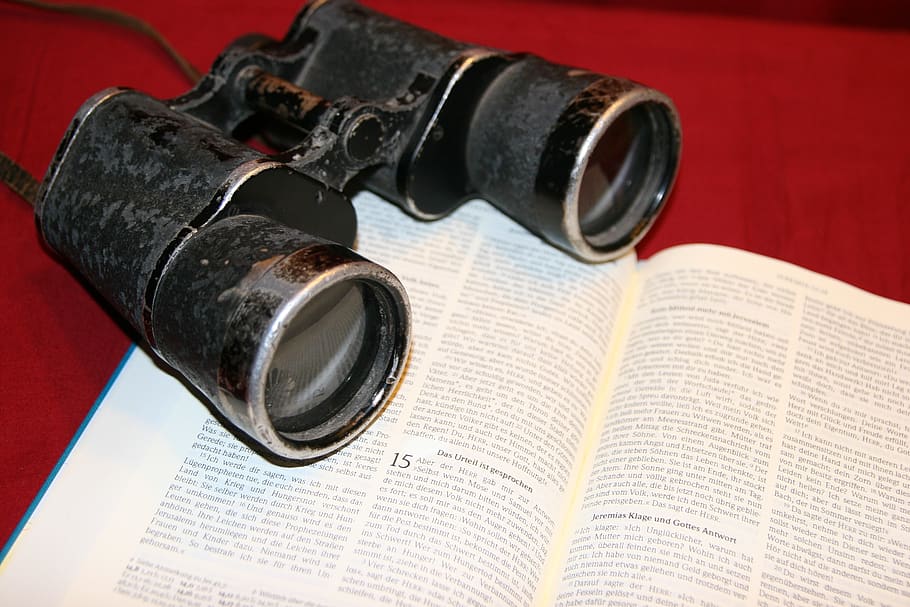 bible, binoculars, bible study, paper, publication, book, text HD wallpaper
