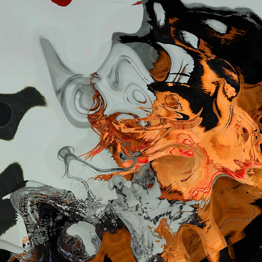 pattern, black, orange, swirl, black texture, backdrop, movement HD wallpaper