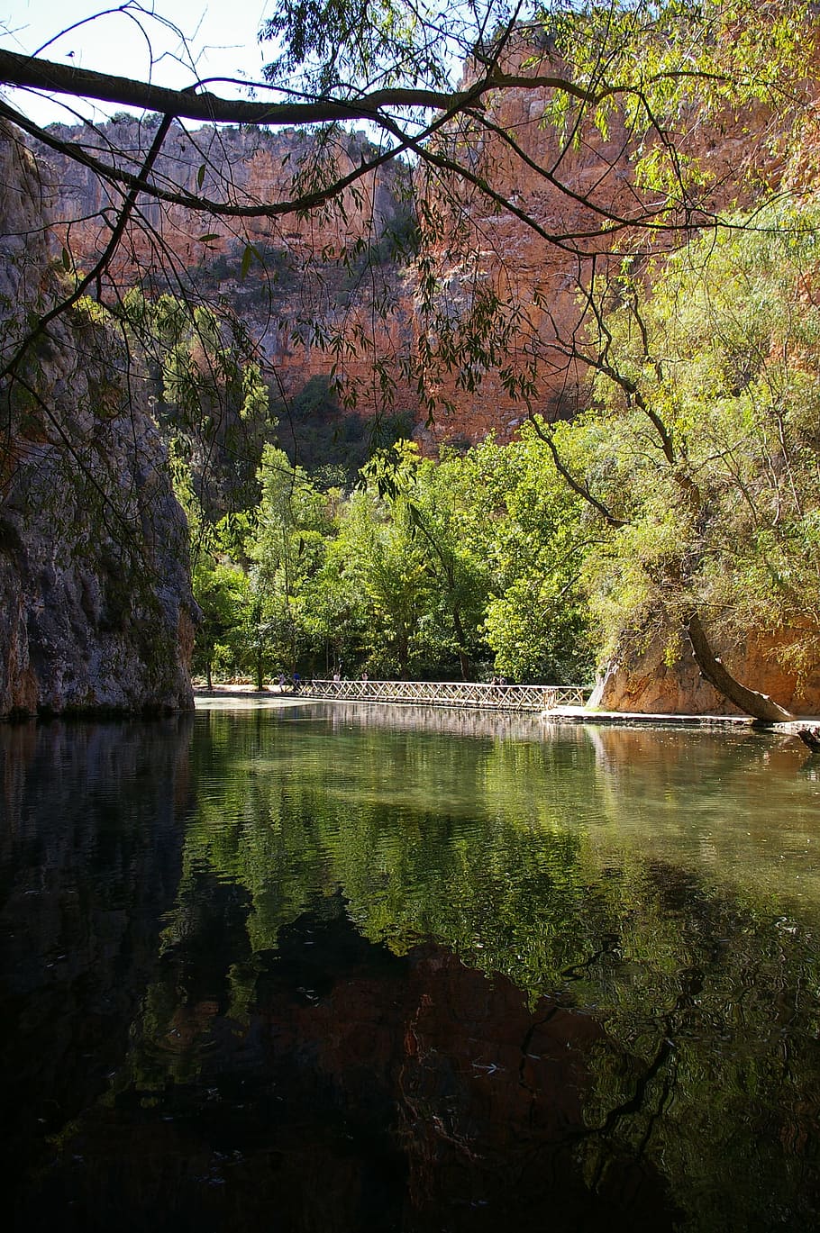 Cataract, River, Fall, Stone, Monastery, stone monastery, tree HD wallpaper