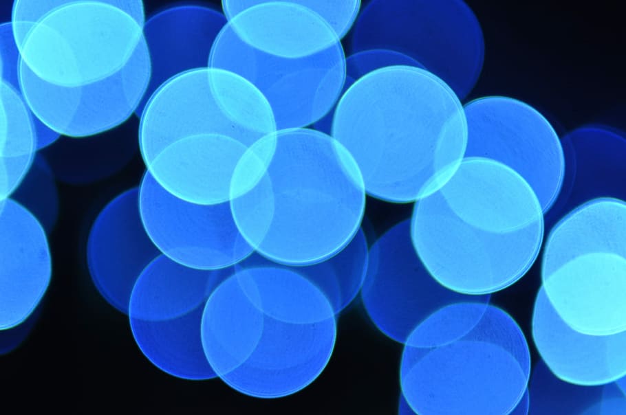 bokeh photography, light, blue, dark, shadow, black background HD wallpaper