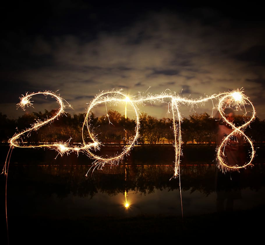 Happy New Year., steel wire photography, firework, sparklers HD wallpaper