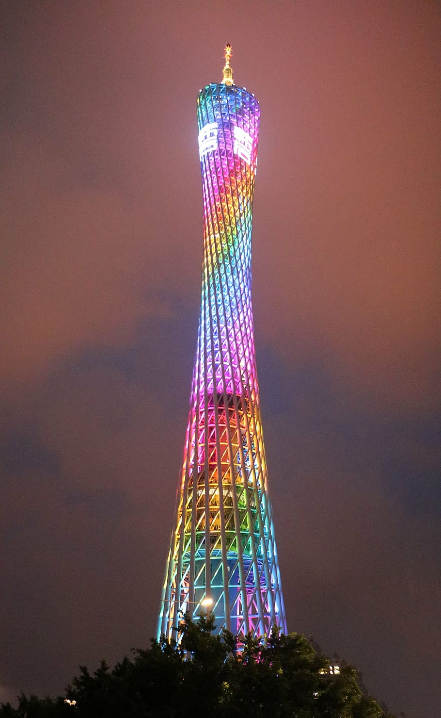 canton tower, waistline, tower telecom, night, famous Place, HD wallpaper