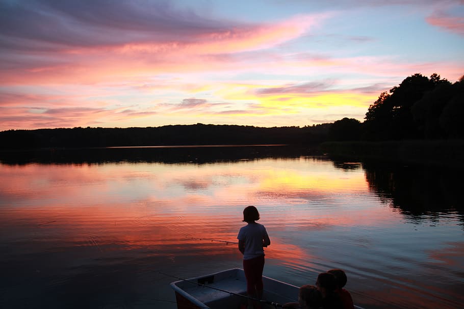 lake, rest, nature, sunset, water, sky, beauty in nature, scenics - nature HD wallpaper