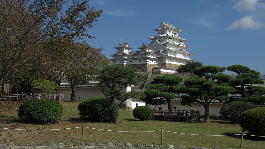 heaven, castle, japan, architecture, tree, built structure HD wallpaper
