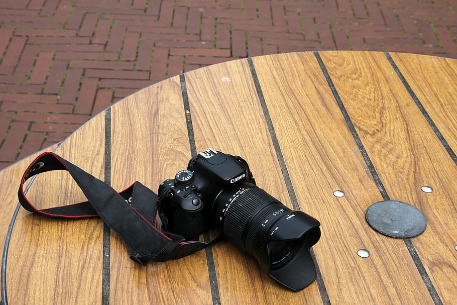 camera, canon, lens, camera lens, photography, wood - material HD wallpaper