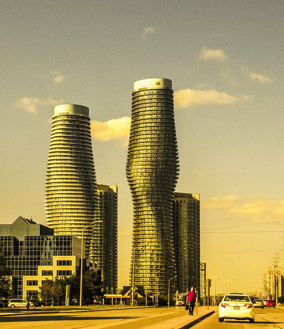 two, towers, marilyn, building, mississauga, ontario, canada HD wallpaper