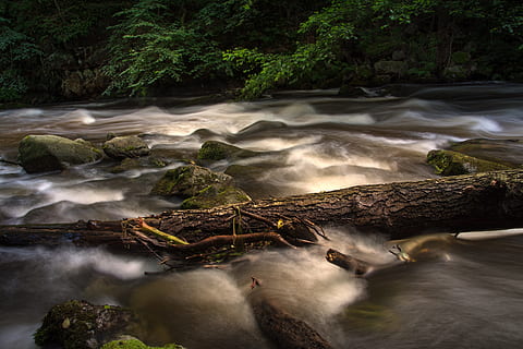 waterfall, rapids, long exposure, nature, landscape, water running HD wallpaper