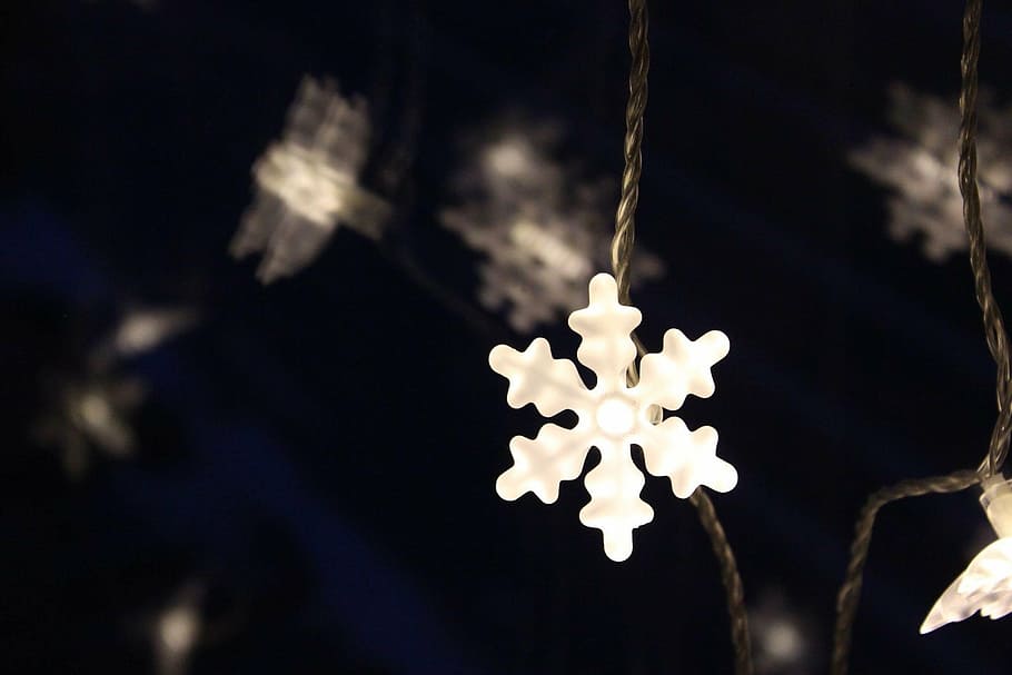 snowflake, winter, decoration, light, christmas, holiday, celebration HD wallpaper