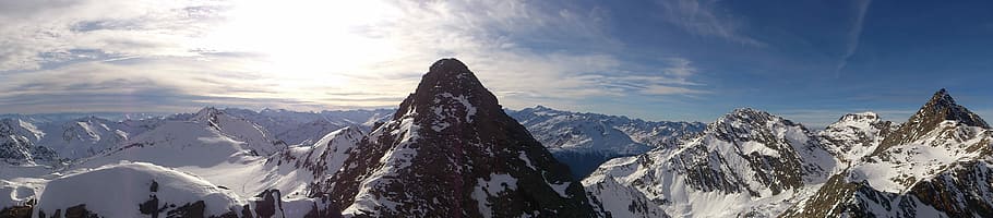 snow, landscape, wintry, panorama, winter, summit, mountains HD wallpaper