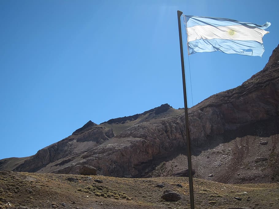 Argentina, Andes, Flag, Mountain, no people, outdoors, day HD wallpaper
