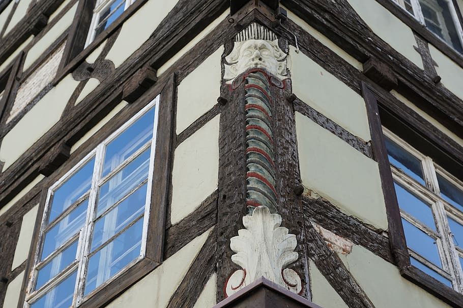 truss, home, old, facade, middle ages, building, low angle view HD wallpaper