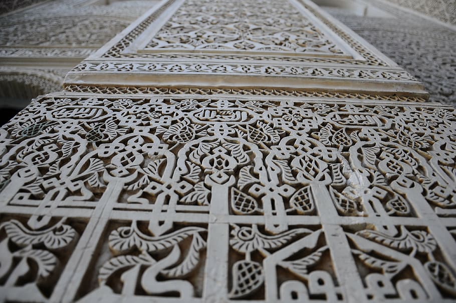 gray wood carvings, morocco, pattern, wall, wall patterns, history HD wallpaper
