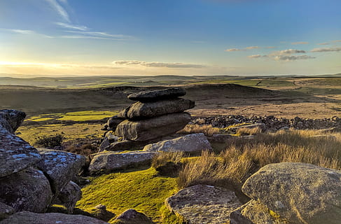 Cornwall, Tor, Moorland, Rocks, sky, moors, countryside, nature HD wallpaper
