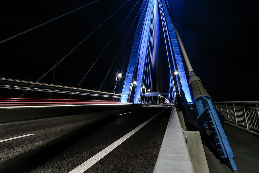 architecture, bridge, infrastructure, dark, night, lighting HD wallpaper