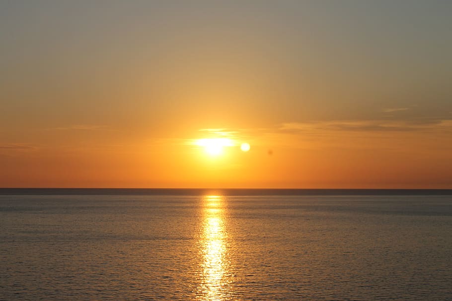 sunset, beach, sea, water, sky, scenics - nature, beauty in nature HD wallpaper