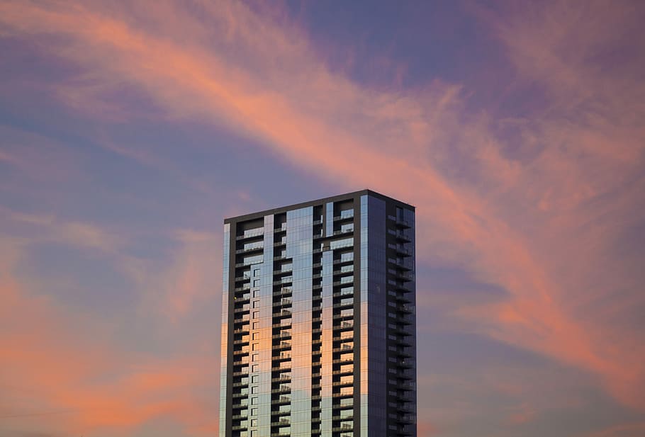 landscape photography of building, upper floors of a high rise building during daytime HD wallpaper