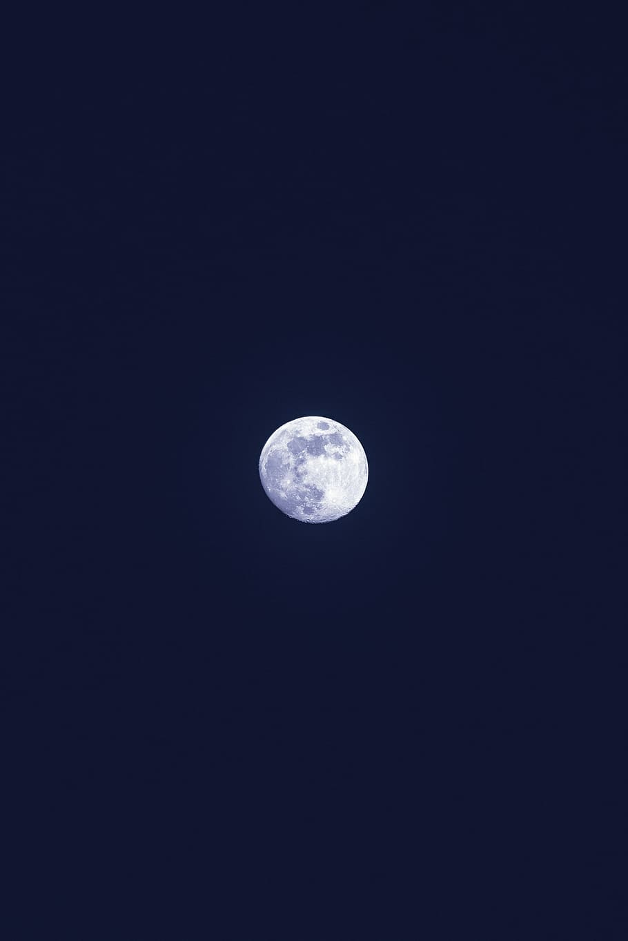 photo of moon, full moon at night, sky, lunar, crater, blue, dark, HD wallpaper
