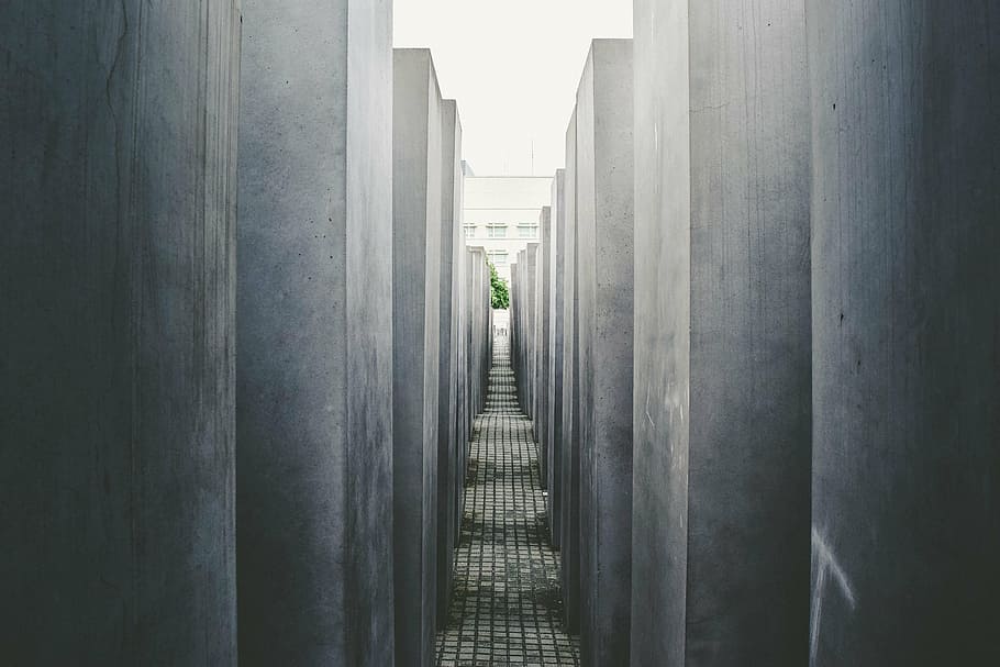 empty alley, pathway, walls, hallway, structure, tiles, dark HD wallpaper