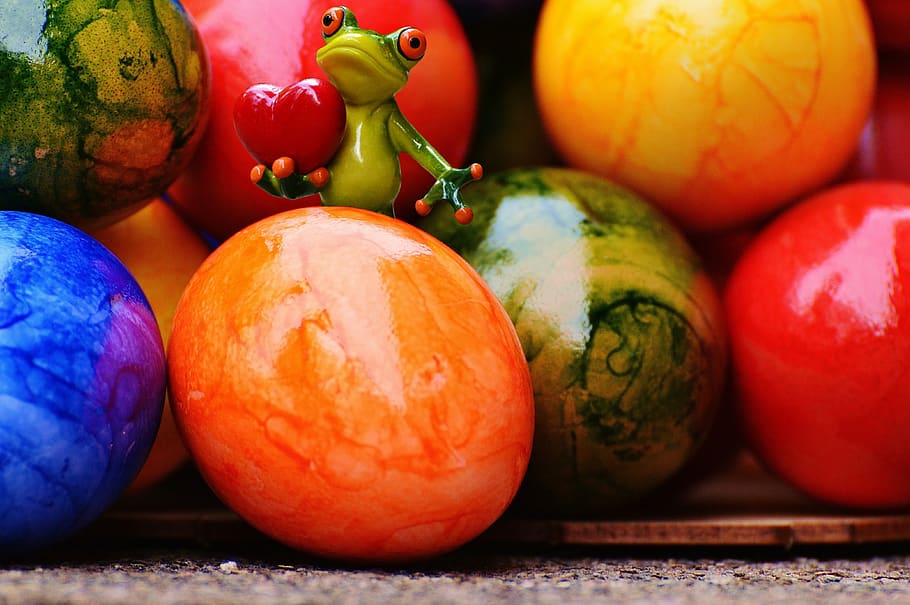 easter, frog, funny, heart, easter eggs, colorful, happy easter HD wallpaper