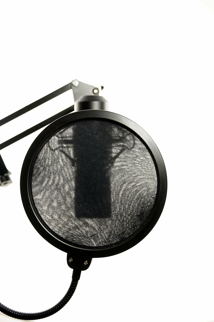 black pop filter attached on condenser microphone, studio, vocal microphone HD wallpaper