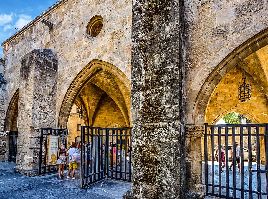 Rhodes, Greece, Gate, Wall, arch, mediterranean, stone, vacation HD wallpaper